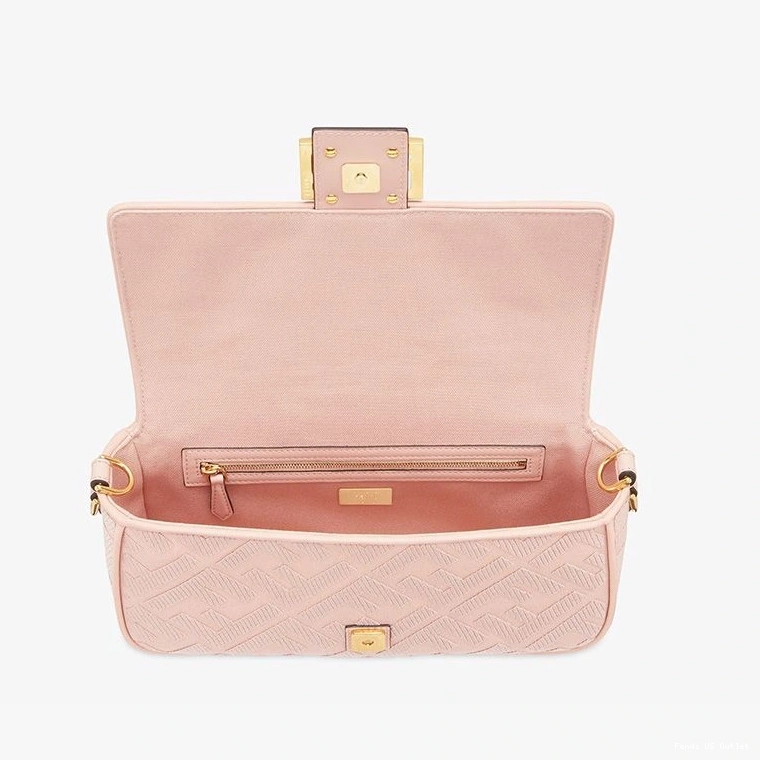 Cheap HOT with Fendi Baguette Laser Pink FF Cut Motif Strap In Medium Canvas Bag 0729